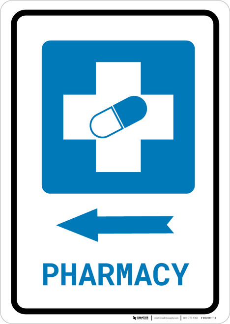 Pharmacy Left Arrow with Icon Portrait - Wall Sign