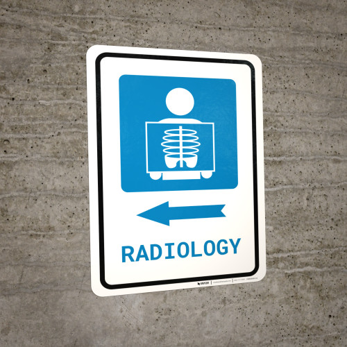Radiology Left Arrow with Icon Portrait - Wall Sign