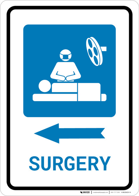 Surgery Left Arrow with Icon Portrait - Wall Sign