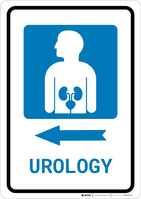 Urology Left Arrow with Icon Portrait - Wall Sign