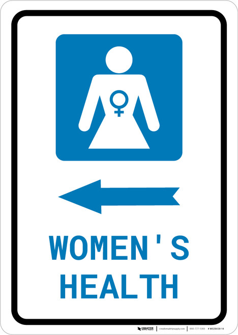 Women's Health Left Arrow with Icon Portrait - Wall Sign