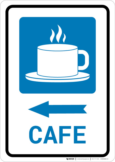 Cafe Left Arrow with Icon Portrait - Wall Sign