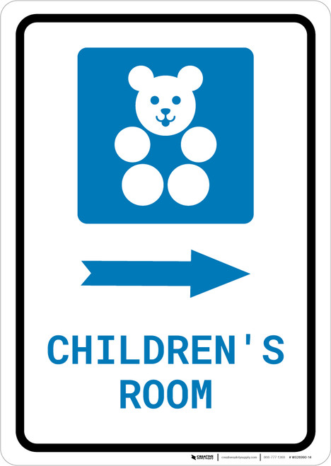 Children's Room Right Arrow with Icon Portrait - Wall Sign