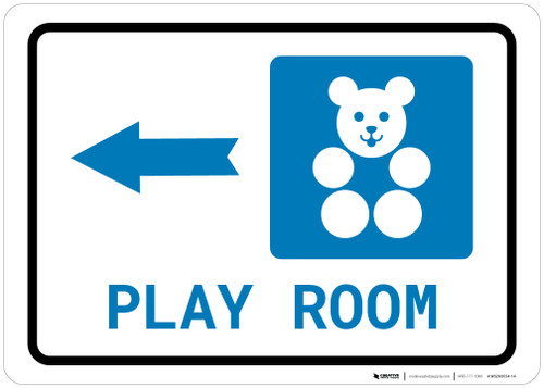 Play Room Left Arrow with Icon Landscape - Wall Sign