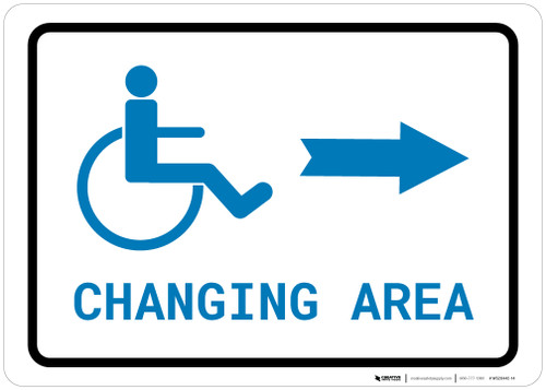 ADA Accessible Changing Area Right Arrow with Icon Landscape v2 - Wall Sign