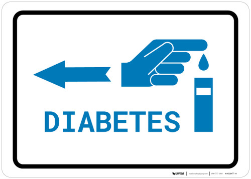 Diabetes Left Arrow with Icon Landscape v2 - Wall Sign