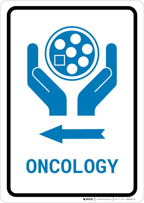 Oncology Left Arrow with Icon Portrait v2 - Wall Sign