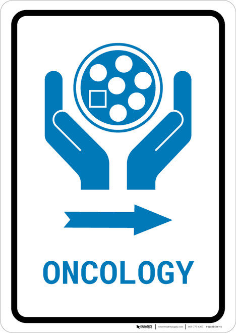 Oncology Right Arrow with Icon Portrait v2 - Wall Sign