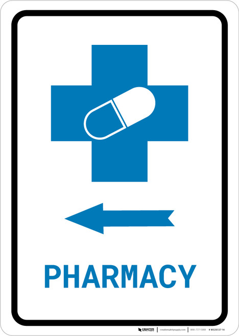 Pharmacy Left Arrow with Icon Portrait v2 - Wall Sign
