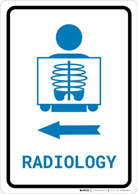 Radiology Left Arrow with Icon Portrait v2 - Wall Sign