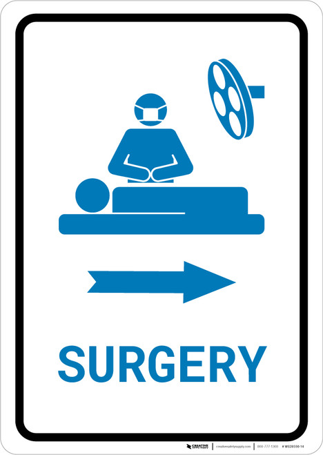 Surgery Right Arrow with Icon Portrait v2 - Wall Sign