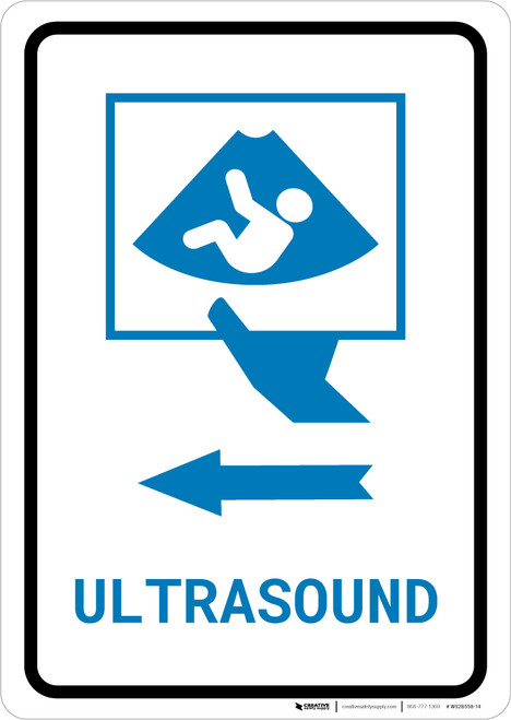 Ultrasound Left Arrow with Icon Portrait v2 - Wall Sign