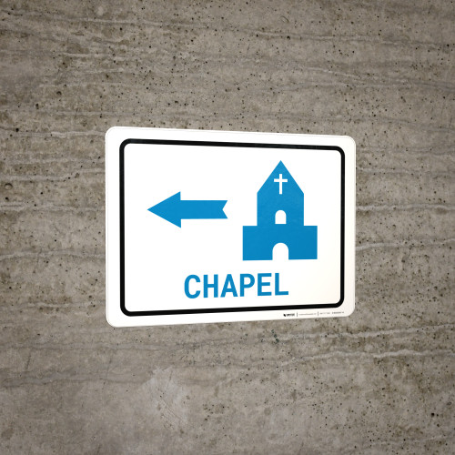 Chapel Sign Example Chapel Left Arrow with Icon Landscape v2 - Wall Sign