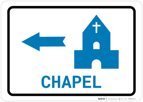 Chapel Left Arrow with Icon Landscape v2 - Wall Sign