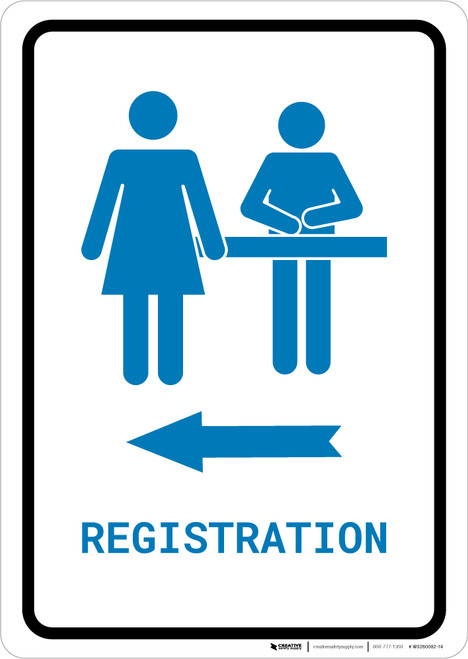 Registration Left Arrow with Icon Portrait - Wall Sign