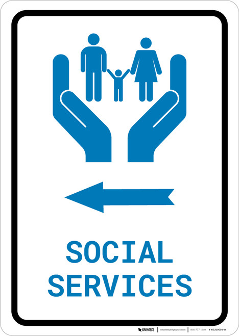 Social Services Left Arrow with Icon Portrait - Wall Sign