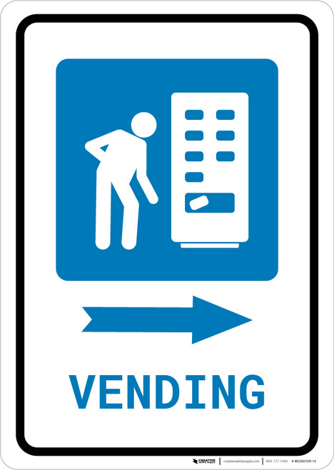 Vending Machine Right Arrow with Icon Portrait v2 - Wall Sign