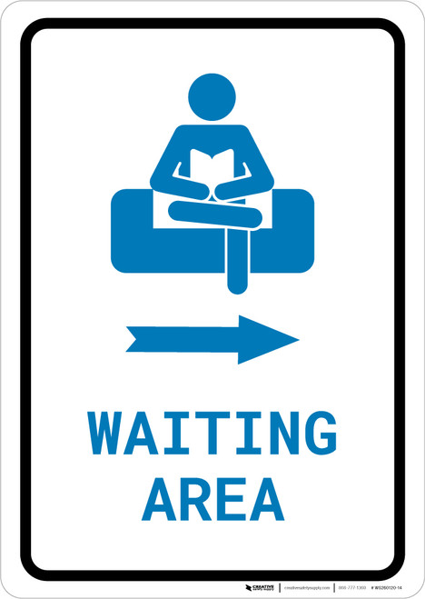 Waiting Area Right Arrow with Icon Portrait - Wall Sign