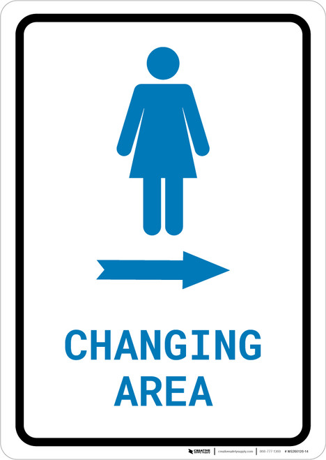 Womens Changing Area Right Arrow with Icon Portrait - Wall Sign