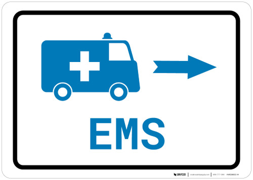 EMS Medical Van Right Arrow with Icon Landscape v2 - Wall Sign