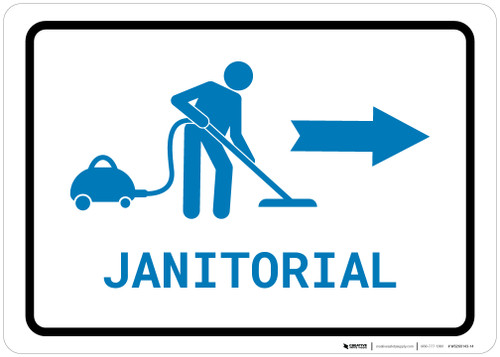 Janitorial Right Arrow with Icon Landscape v2 - Wall Sign