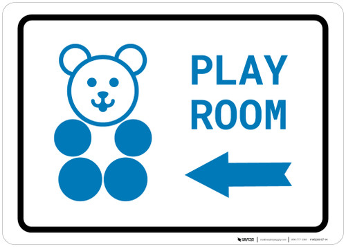 Play Room Left Arrow with Icon Landscape v2 - Wall Sign