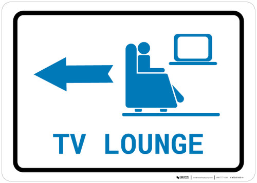 TV Lounge Left Arrow with Icon Landscape v2 - Wall Sign