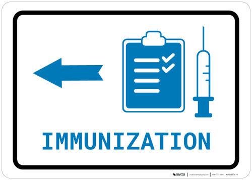 Immunization Left Arrow with Icon Landscape v2 - Wall Sign