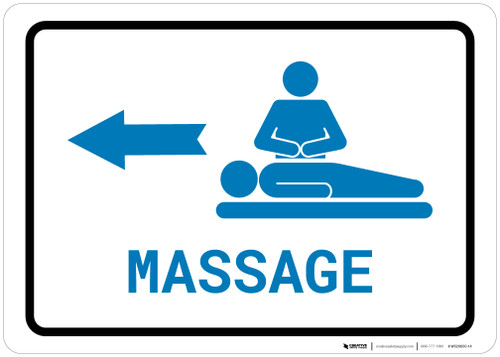 Massage Left Arrow with Icon Landscape v2 - Wall Sign