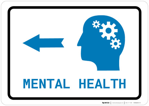 Mental Health Left Arrow with Icon Landscape v2 - Wall Sign