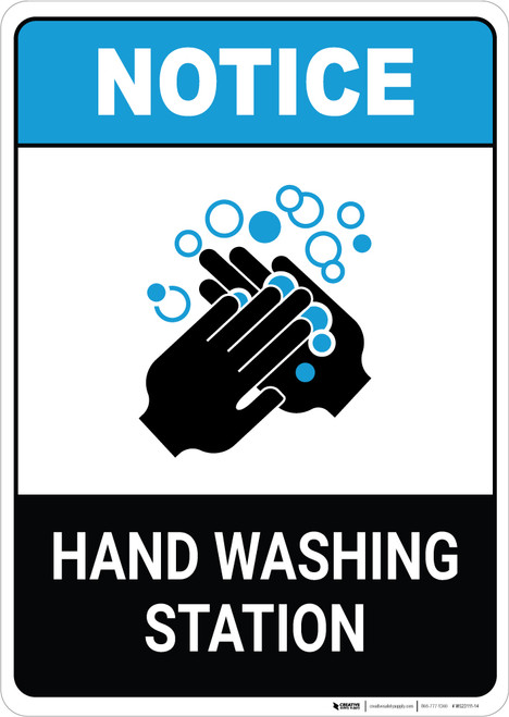 Notice: Hand Washing Station ANSI Portrait - Wall Sign