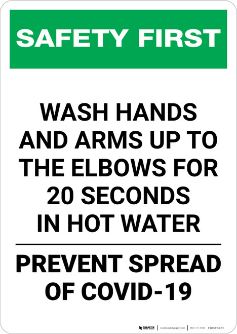 Safety First: Wash Hands Safety COVID-19 Portrait - Wall Sign