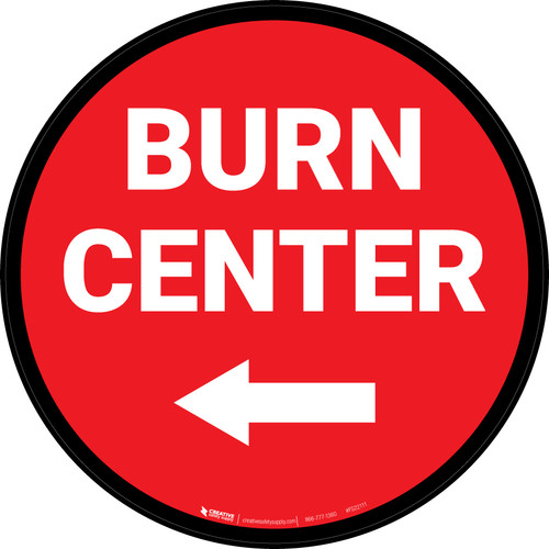 Burn Center Arrow Left Circular - Floor Sign