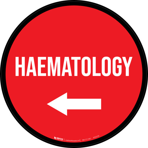 Haematology Arrow Left Circular - Floor Sign