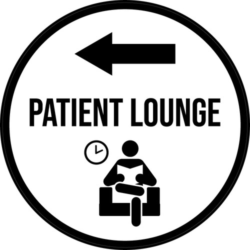Patient Lounge Left Arrow with Icon Circular - Floor Sign