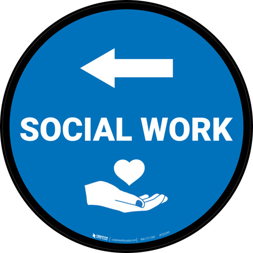 Social Work Arrow Left Circular - Floor Sign