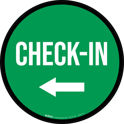 Check-In Left with Arrow Circular - Floor Sign