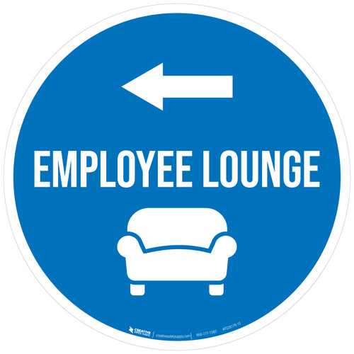 Employee Lounge Left Arrow with Icon Circular - Floor Sign