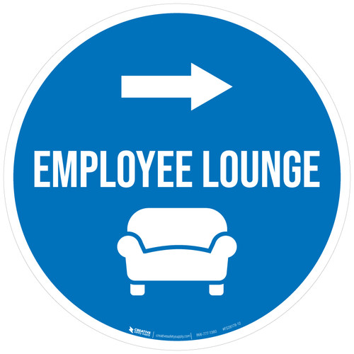 Employee Lounge Right Arrow with Icon Circular - Floor Sign