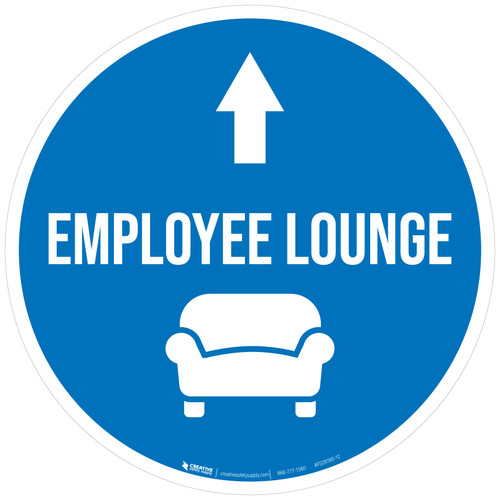 Employee Lounge Straight Ahead Arrow with Icon Circular - Floor Sign
