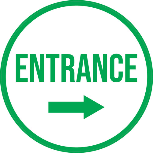Entrance Right with Arrow Circular - Floor Sign