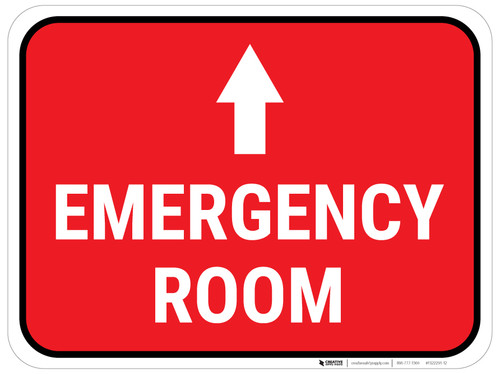 Emergency Room Arrow Straight Rectangular - Floor Sign
