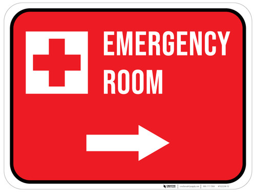 Emergency Room Right Arrow with Icon Rectangular - Floor Sign