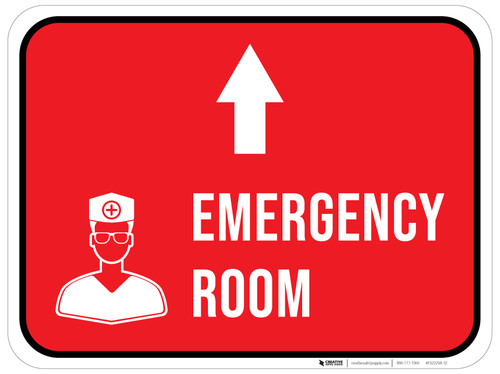 Emergency Room Ahead with Dr Icon Rectangular - Floor Sign