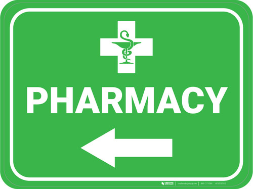 Pharmacy Arrow Left Rectangular - Floor Sign