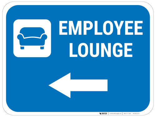 Employee Lounge Left Arrow with Icon Rectangular - Floor Sign