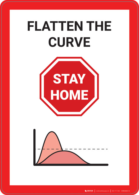 Stop: Flatten The Curve Stay Home - Wall Sign