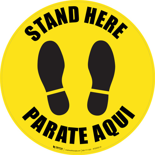 Stand Here - Bilingual Spanish - Floor Sign