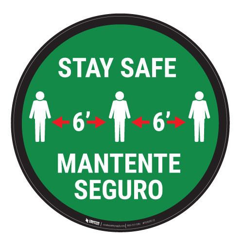Stay Safe - 6' Bilingual Spanish - Floor Sign