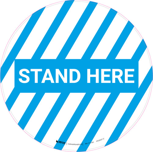 Stand Here Striped (Blue) - Floor Sign